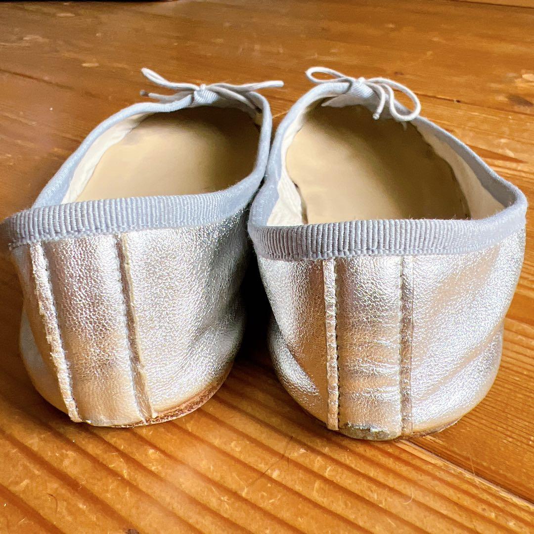 【E.PORSELLI】ポルセリ メタリックバレエシューズ シルバー 37