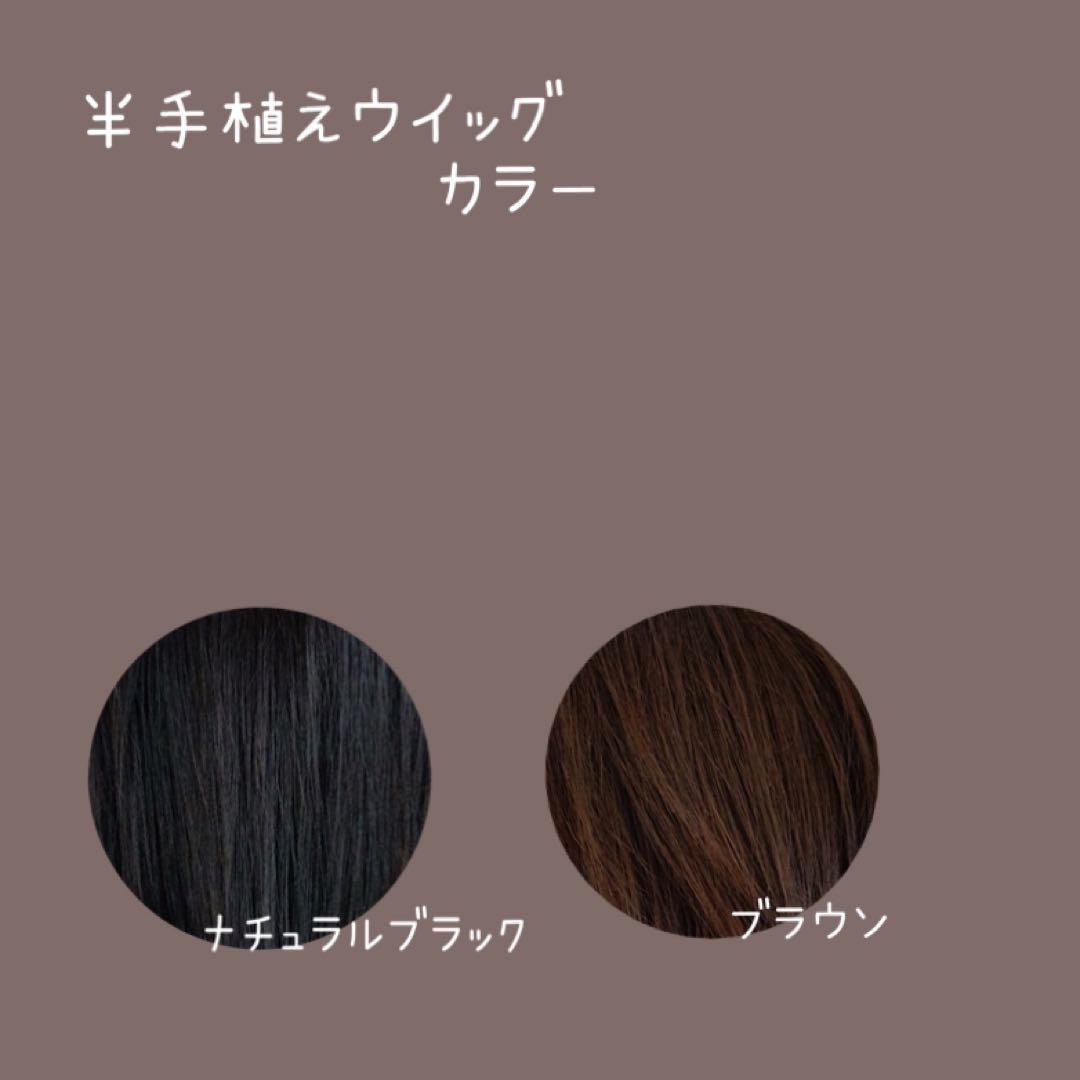 《半手植え　レミーヘアウィッグ》ナチュラルブラック　分け目リアルスキン