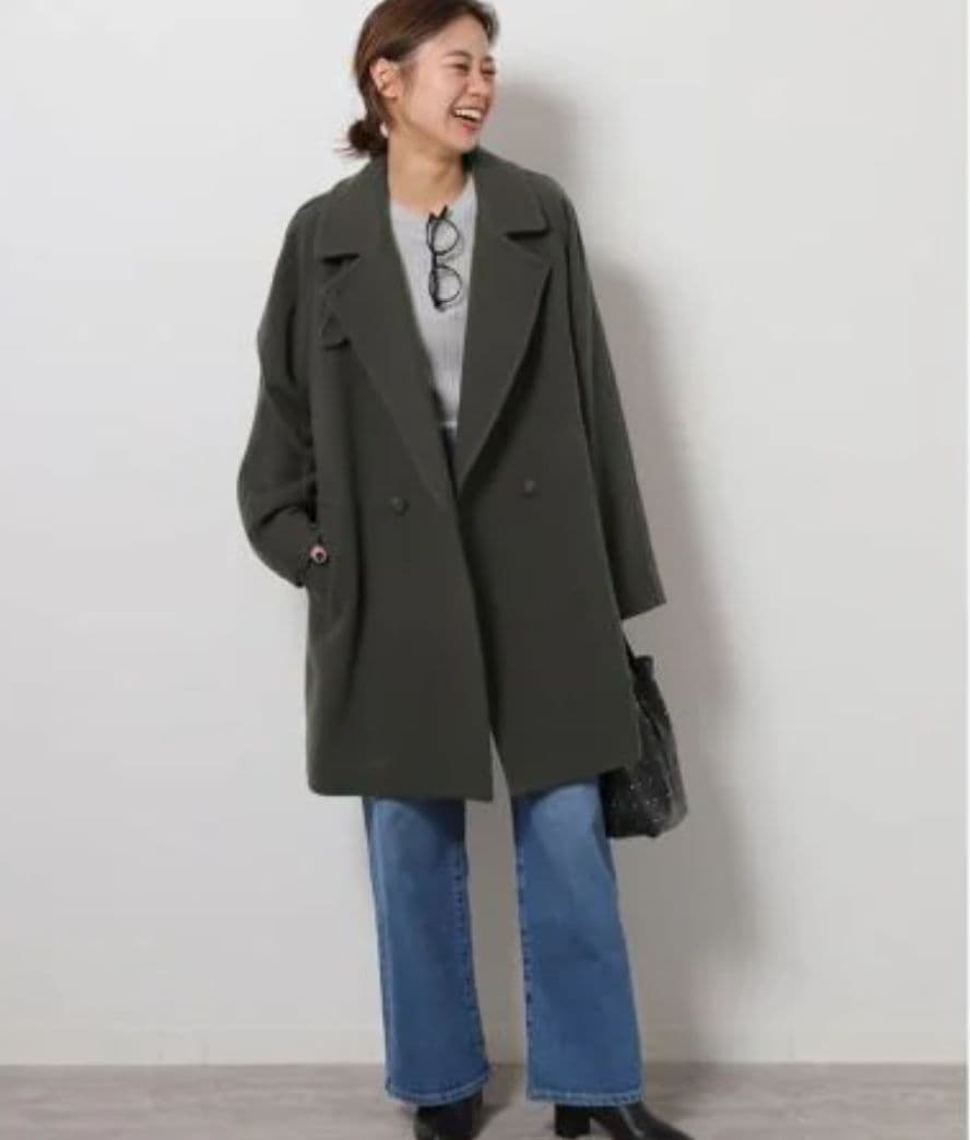 新品 尾州ウールモッサWブレストハーフコート