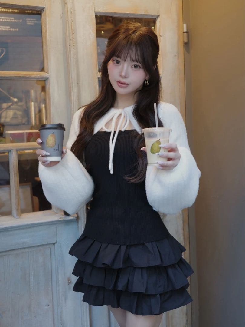 【新品タグ付き】Darich ティアードフリルミニワンピース FREE ブラック