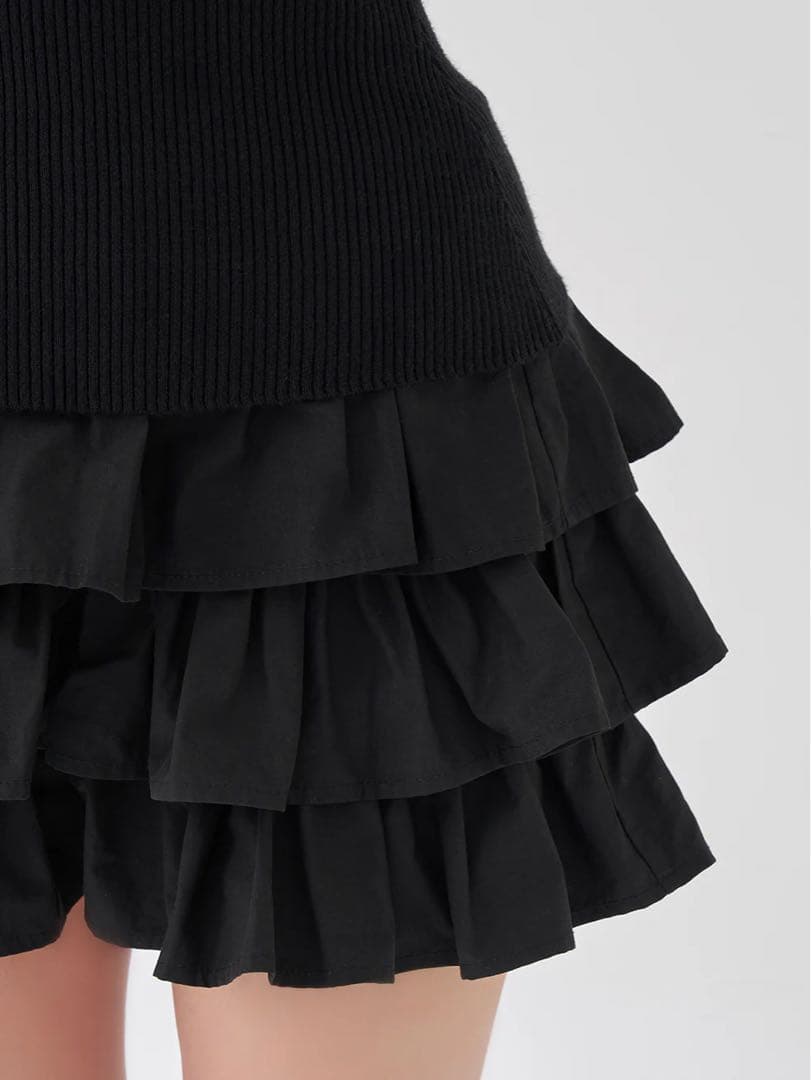 【新品タグ付き】Darich ティアードフリルミニワンピース FREE ブラック