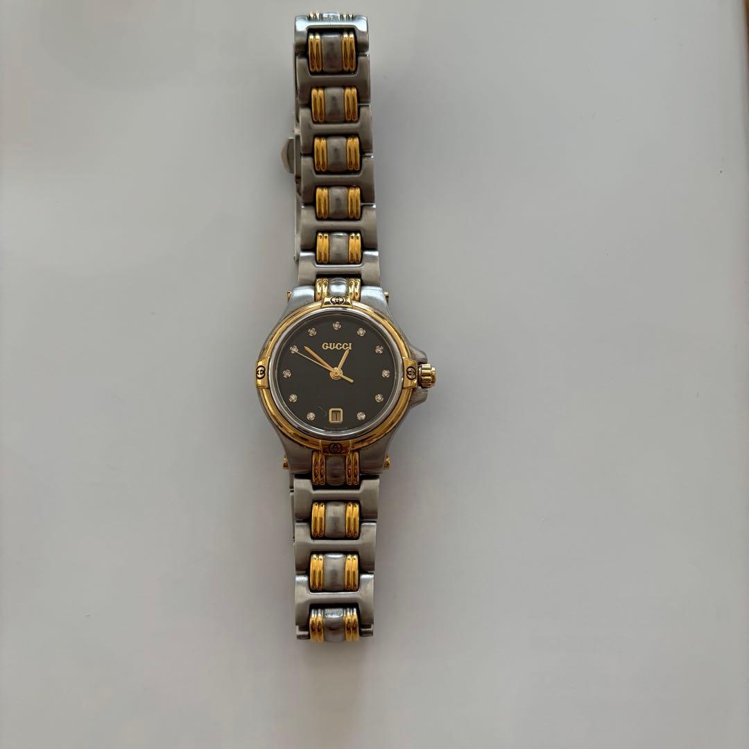 GUCCI グッチ 腕時計 9040M 11P ダイヤ コンビ 稼働中