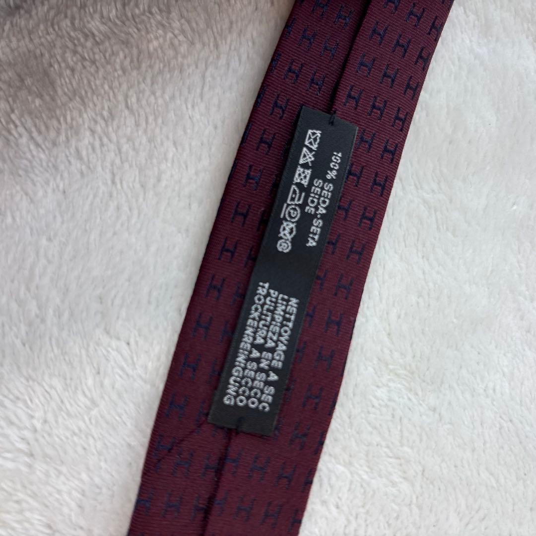 ほぼ未使用✨HERMES エルメス　ネクタイ　高級シルク　H柄 総柄　パープル系