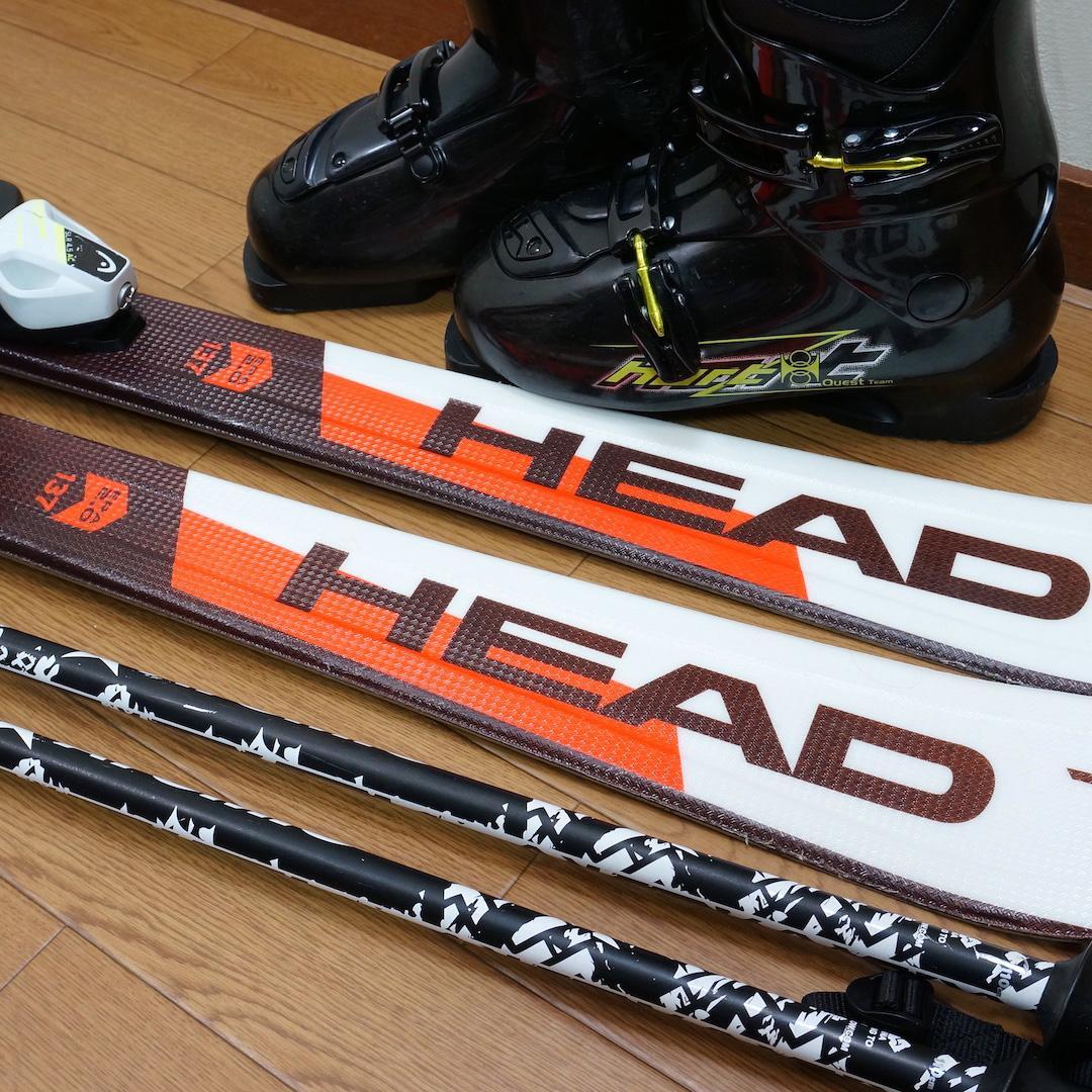 メンテ済 137cm 靴25cm HEAD カービングスキーセット (140
