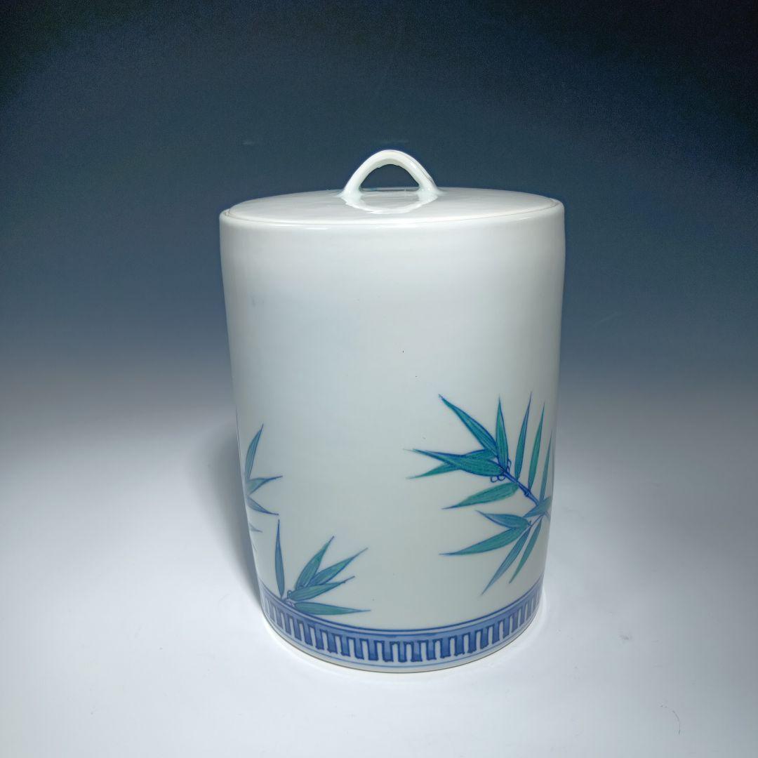 茶道具　(平安)静山作　染付水指　共箱