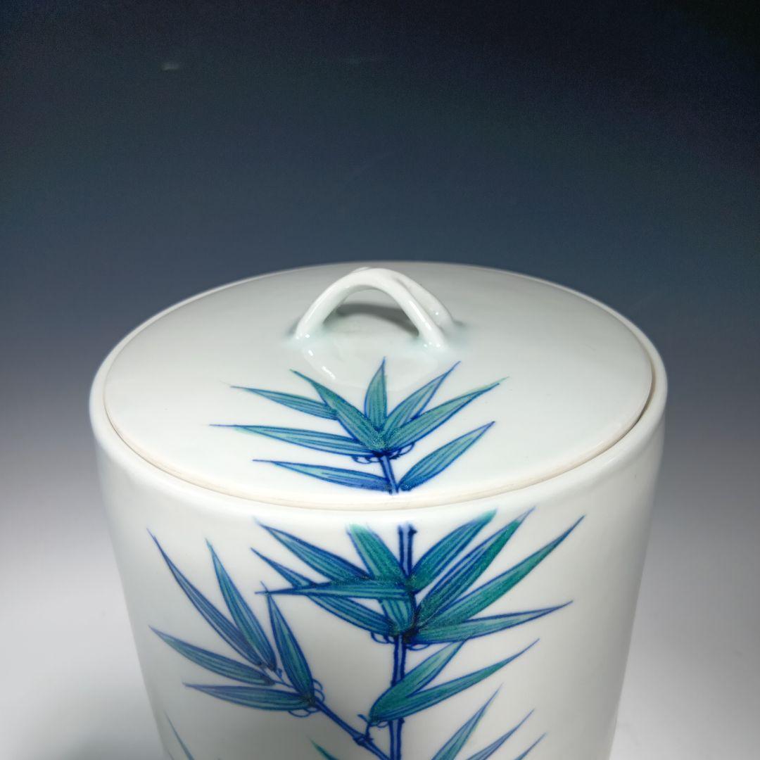 茶道具　(平安)静山作　染付水指　共箱