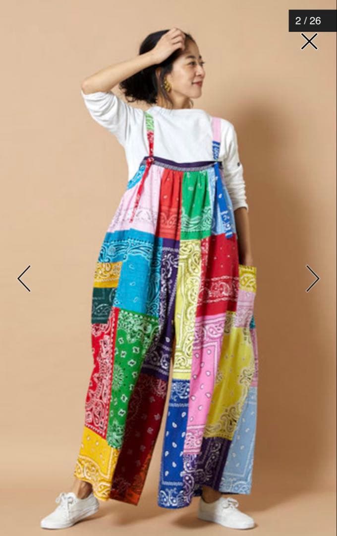 Freada Vintageバンダナリメイクサロペット