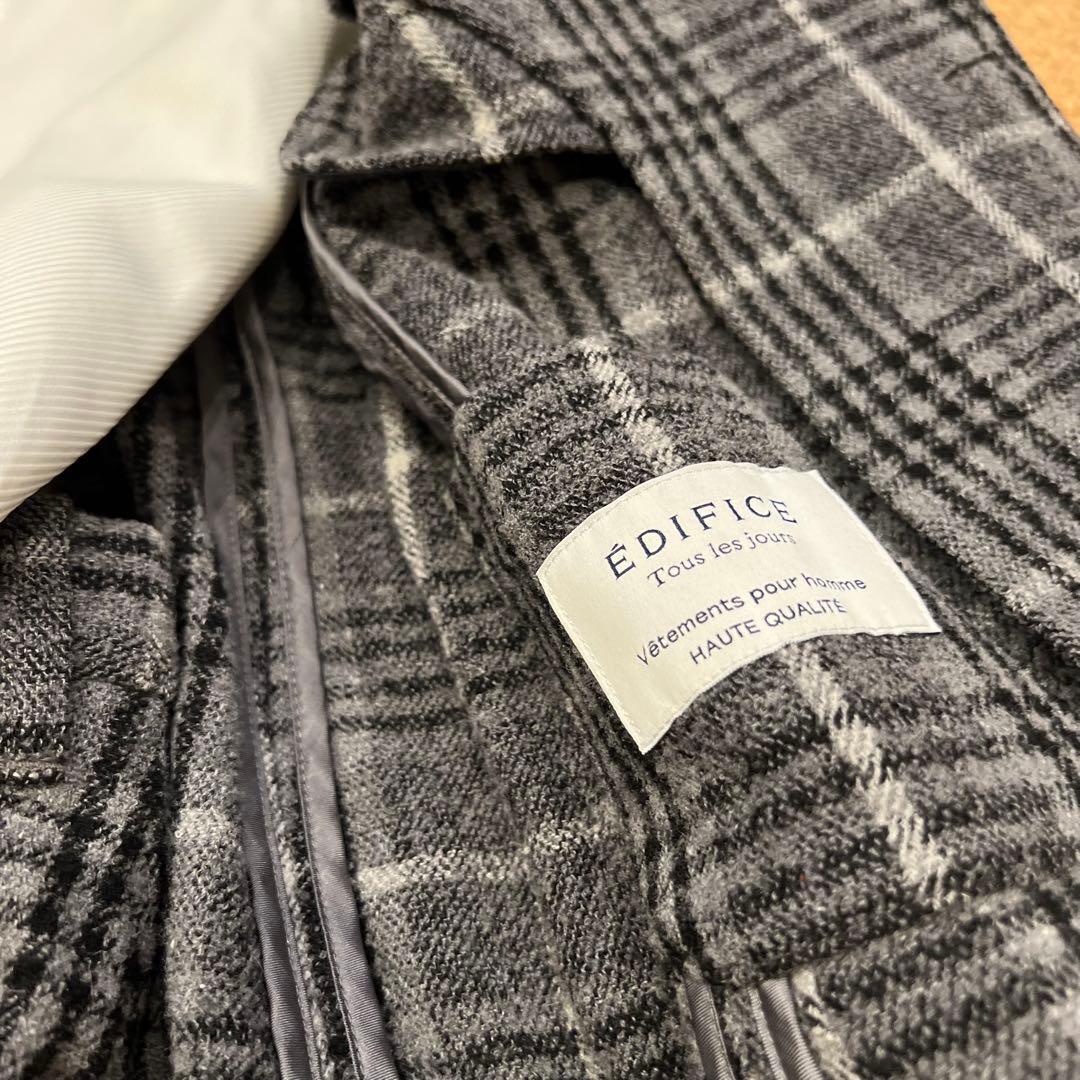 EDIFICE セットアップ パイル地 グレーチェック 165㌢-170㌢+5㌢