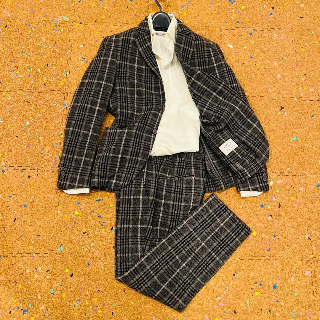 EDIFICE セットアップ パイル地 グレーチェック 165㌢-170㌢+5㌢