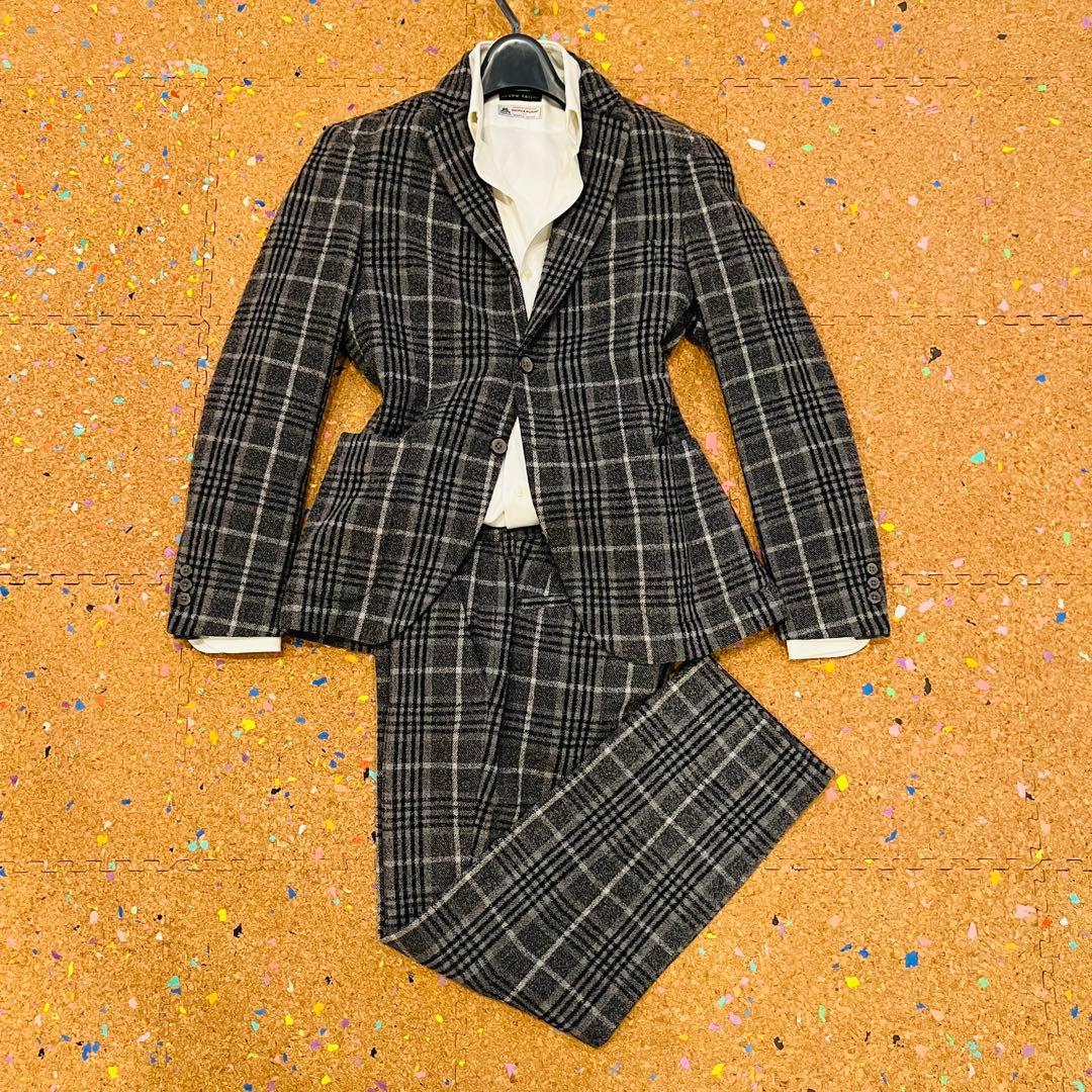 EDIFICE セットアップ パイル地 グレーチェック 165㌢-170㌢+5㌢