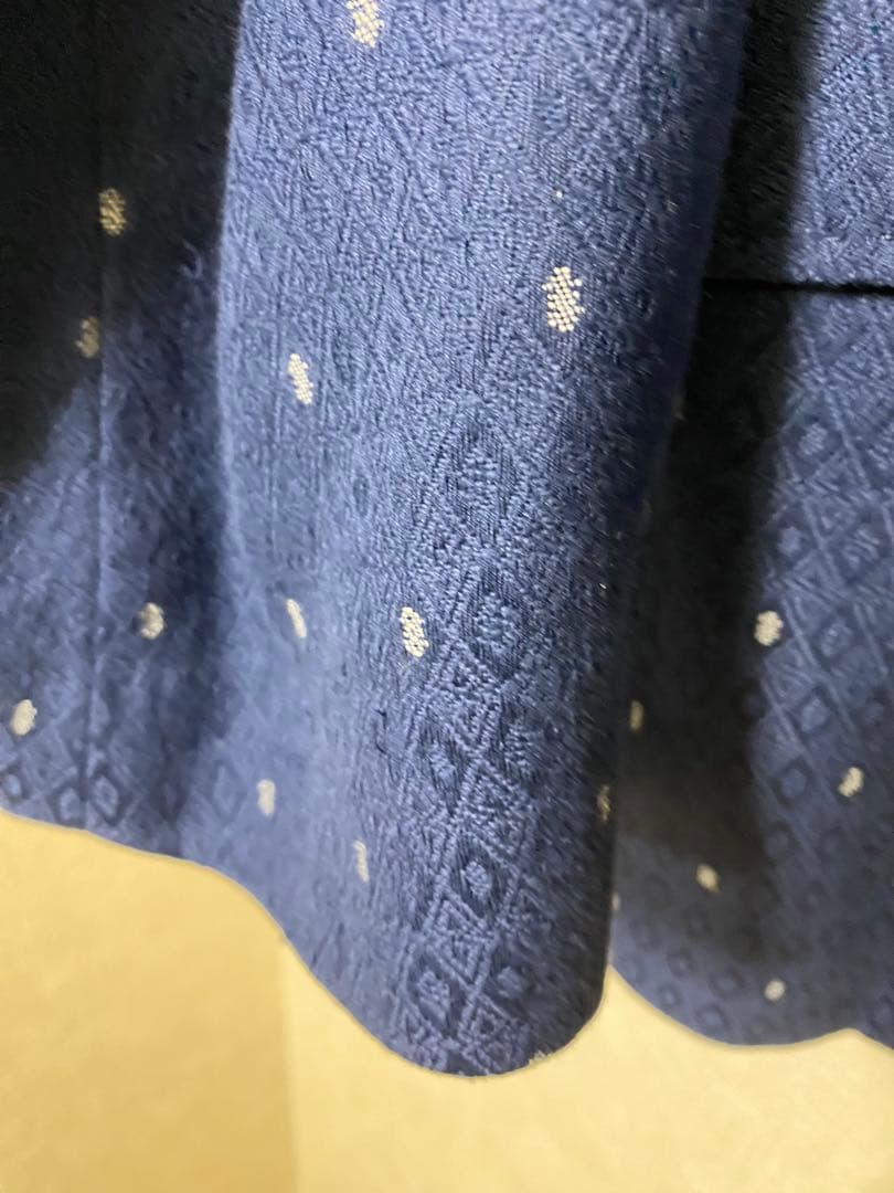 ETRO ネイビー ジャケット 48 光沢有 裏地シルク100%