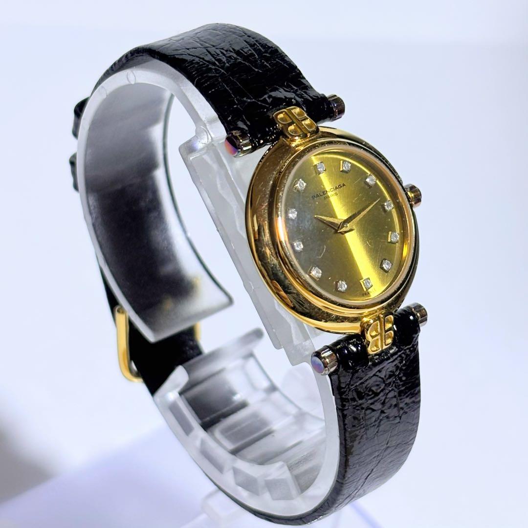 新品電池 バレンシアガ レディース腕時計 12P ダイヤ 18K GEP付属品.