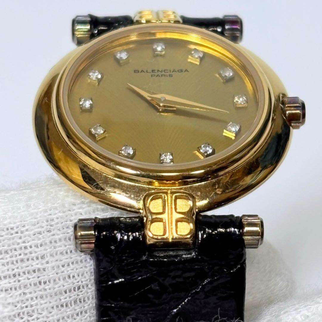新品電池 バレンシアガ レディース腕時計 12P ダイヤ 18K GEP付属品.