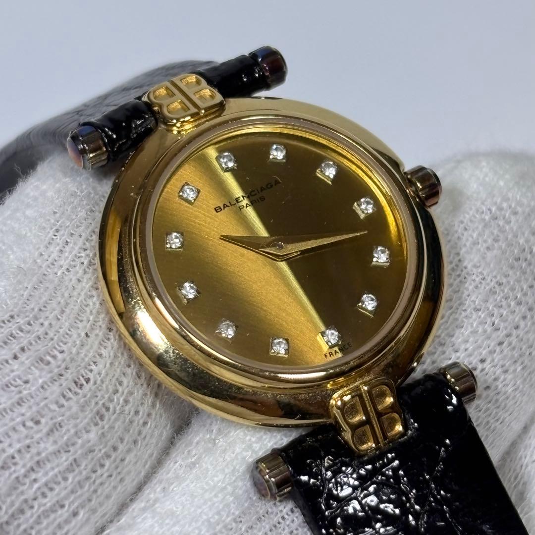 新品電池 バレンシアガ レディース腕時計 12P ダイヤ 18K GEP付属品.