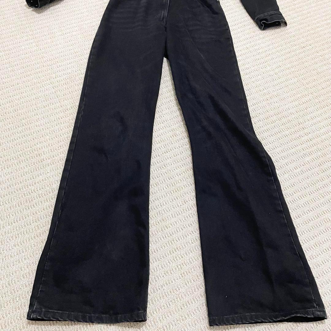 ZARA ジャンプスーツ 黒 長袖 デニム つなぎ