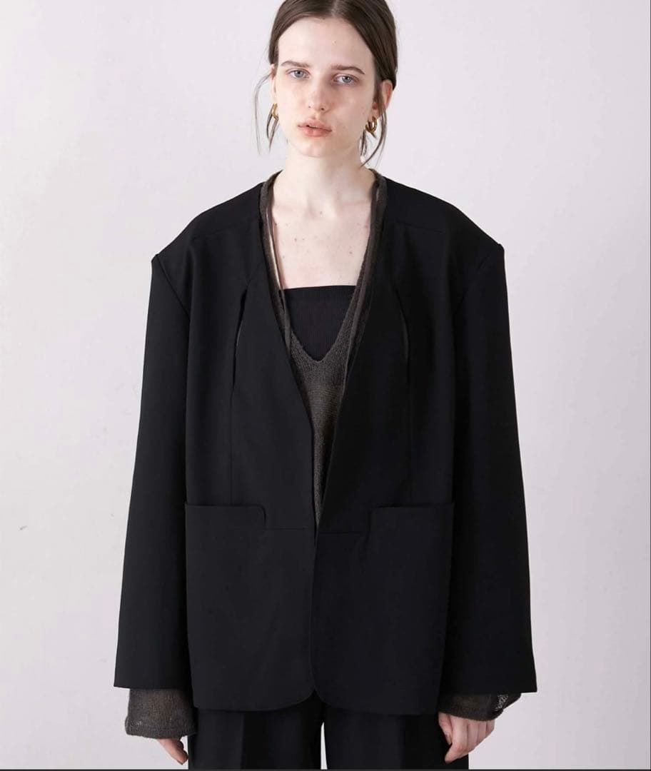 ジャケット・アウター LA PEAU DE GEM no collar hole jacket