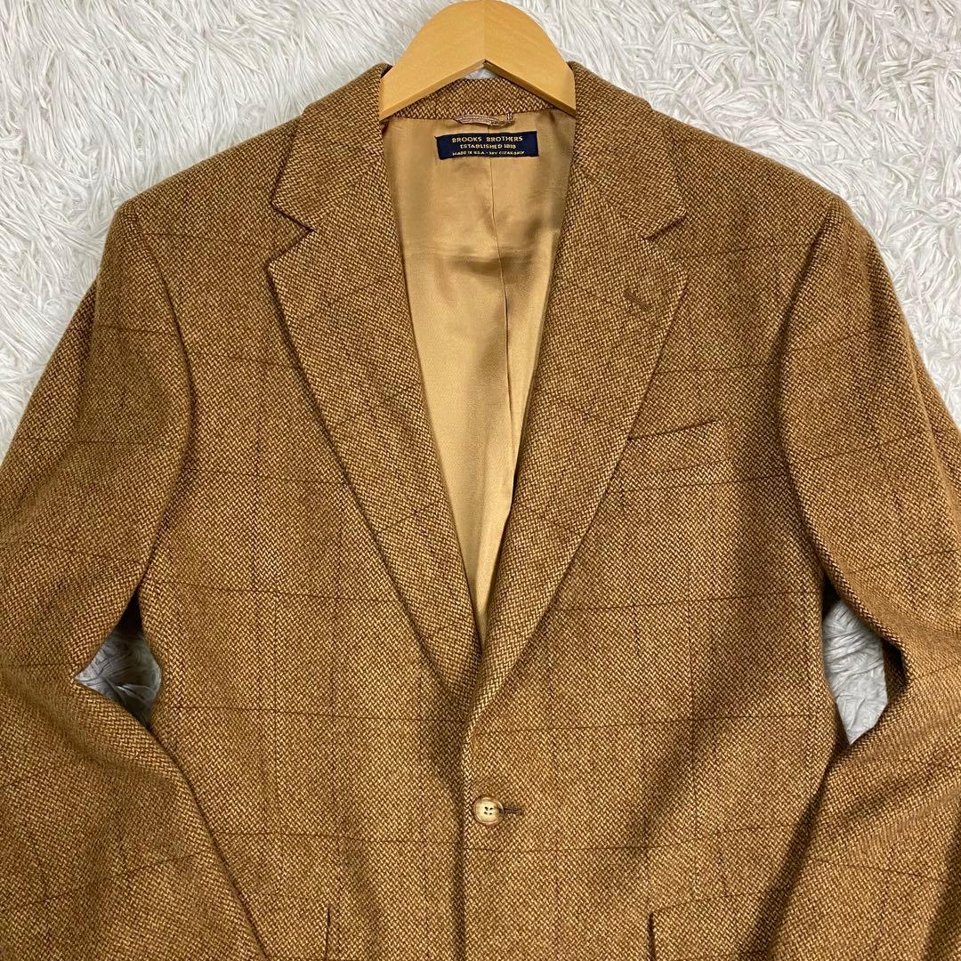 キャメル100%✨USA製ブルックスブラザーズヴィンテージツイードジャケットXL