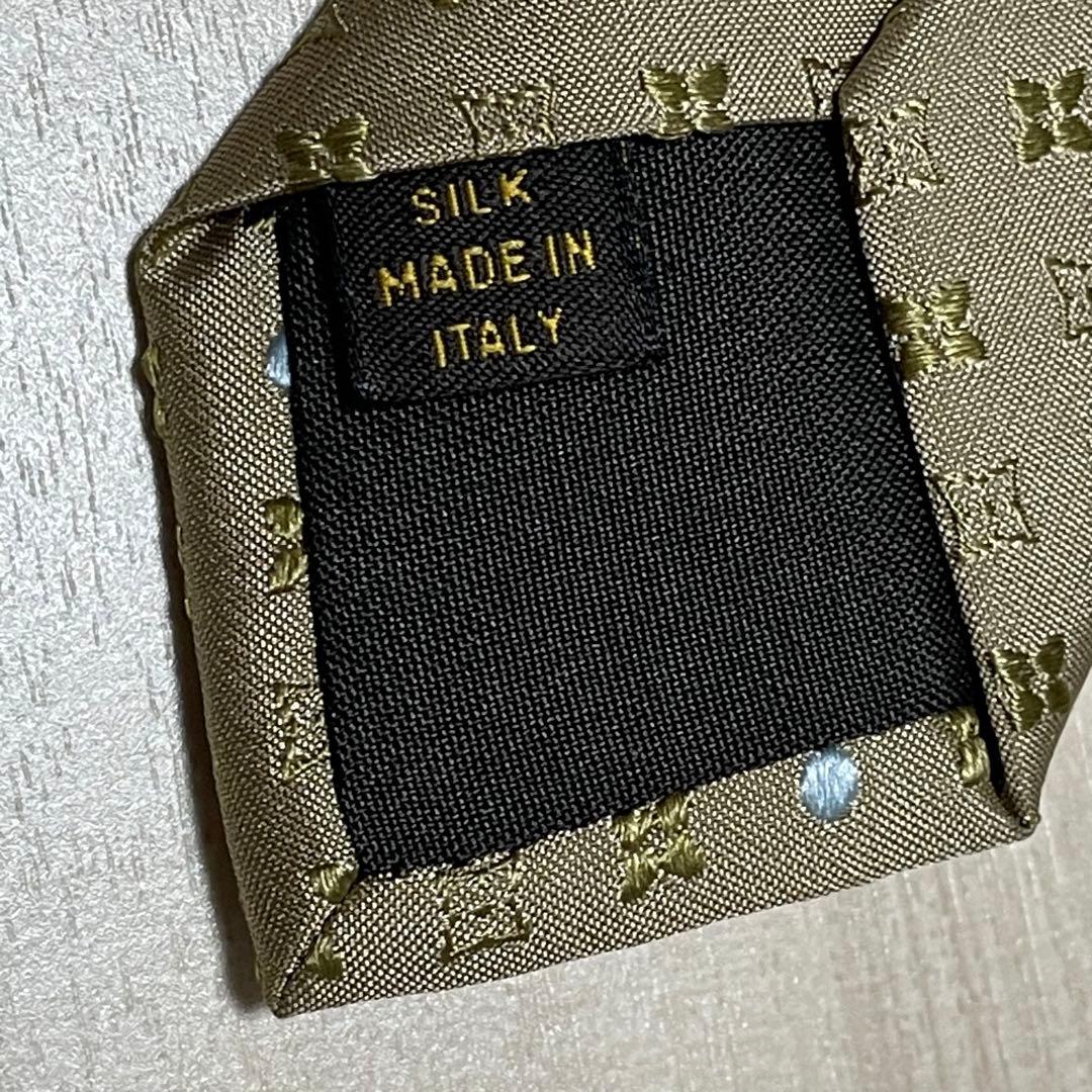 【美品】　ルイヴィトン　モノグラム総柄ネクタイ　シルク100%シャンパンゴールド