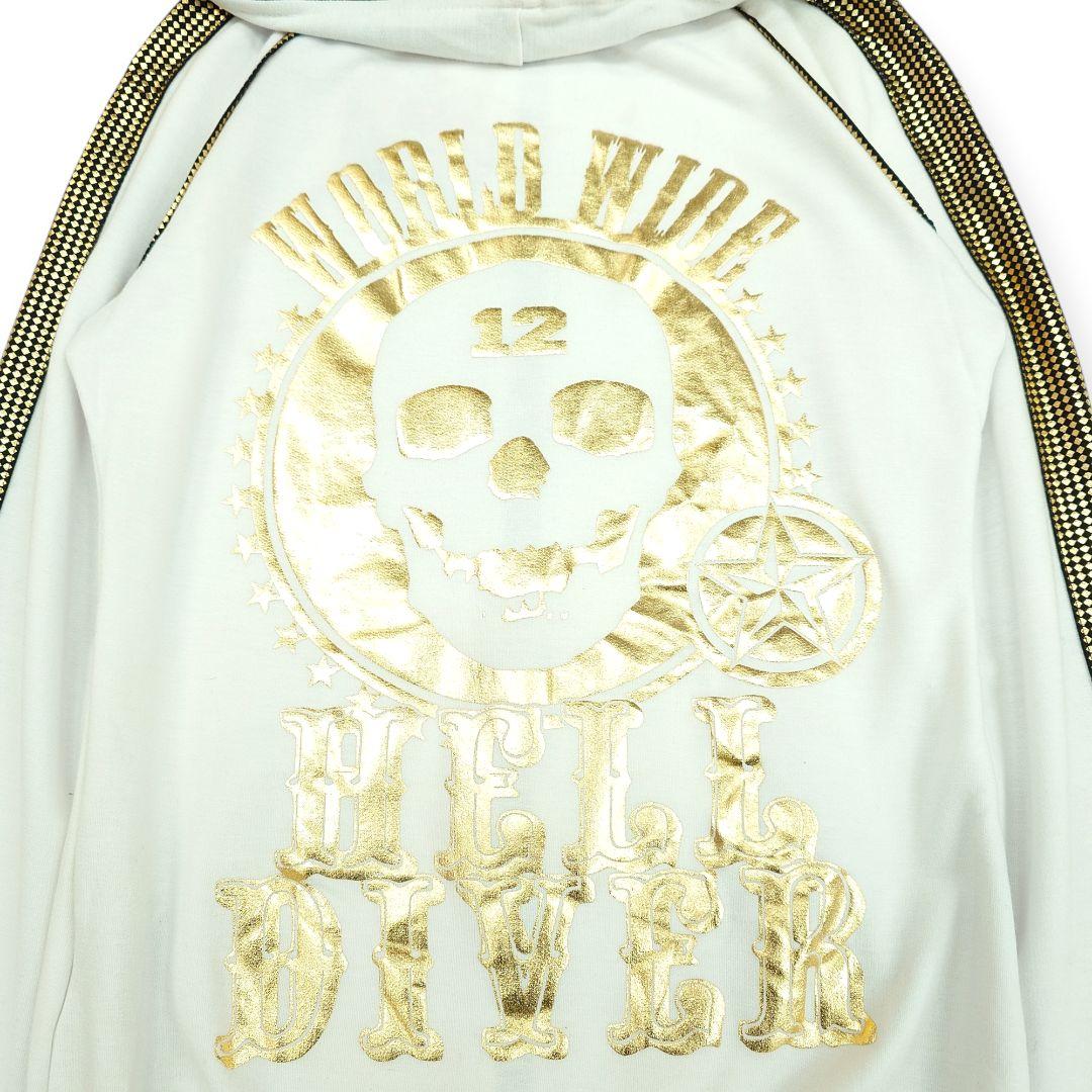 【新品】d.i.a. スカルプリント ゴールド 悪羅悪羅系 パーカー Y2K