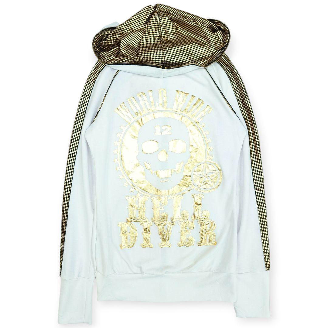 【新品】d.i.a. スカルプリント ゴールド 悪羅悪羅系 パーカー Y2K