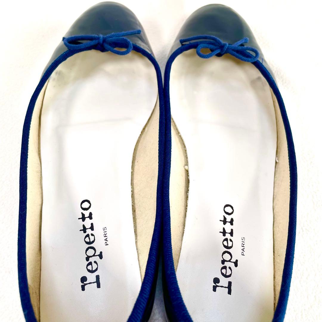 美品✨レペット フラット バレエシューズ エナメル ネイビー 40