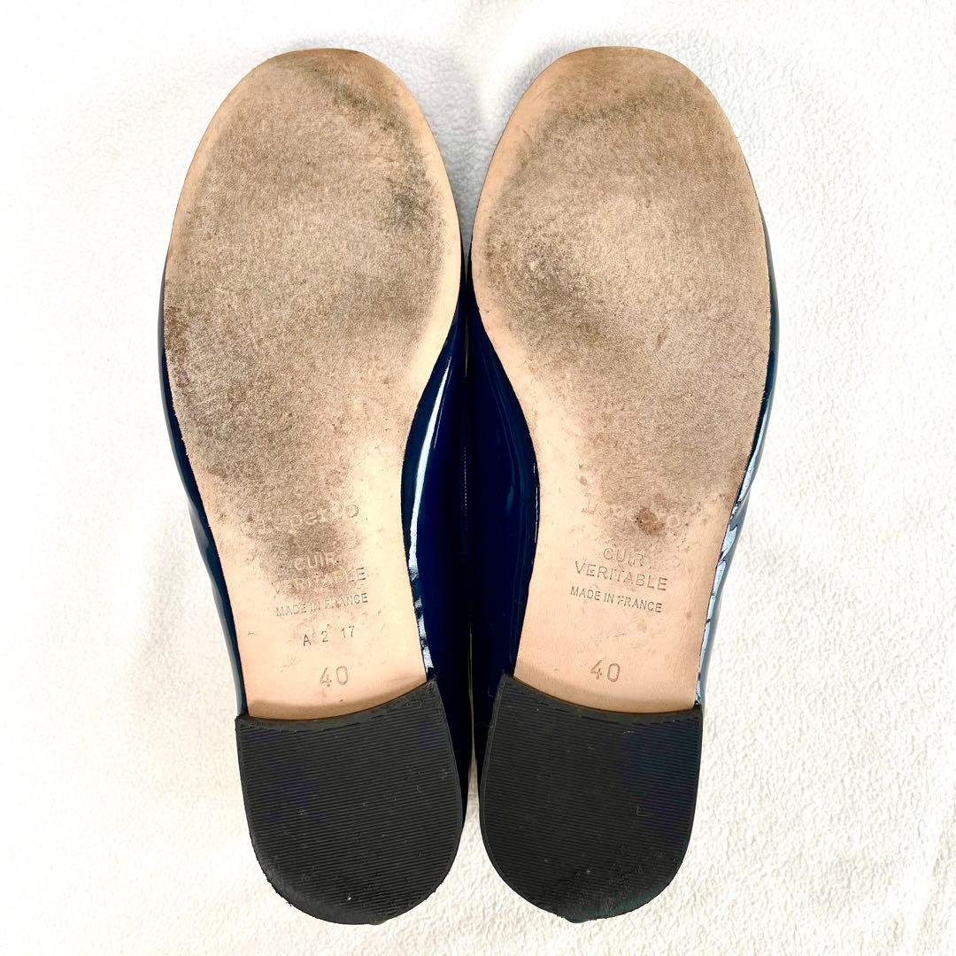 美品✨レペット フラット バレエシューズ エナメル ネイビー 40