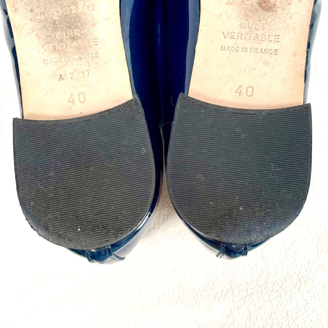 美品✨レペット フラット バレエシューズ エナメル ネイビー 40