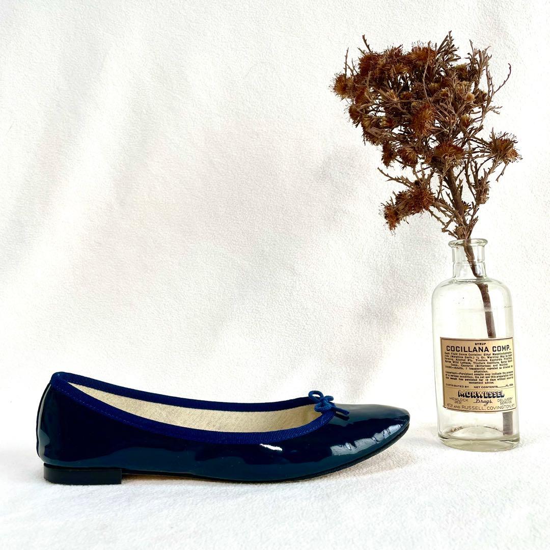 美品✨レペット フラット バレエシューズ エナメル ネイビー 40