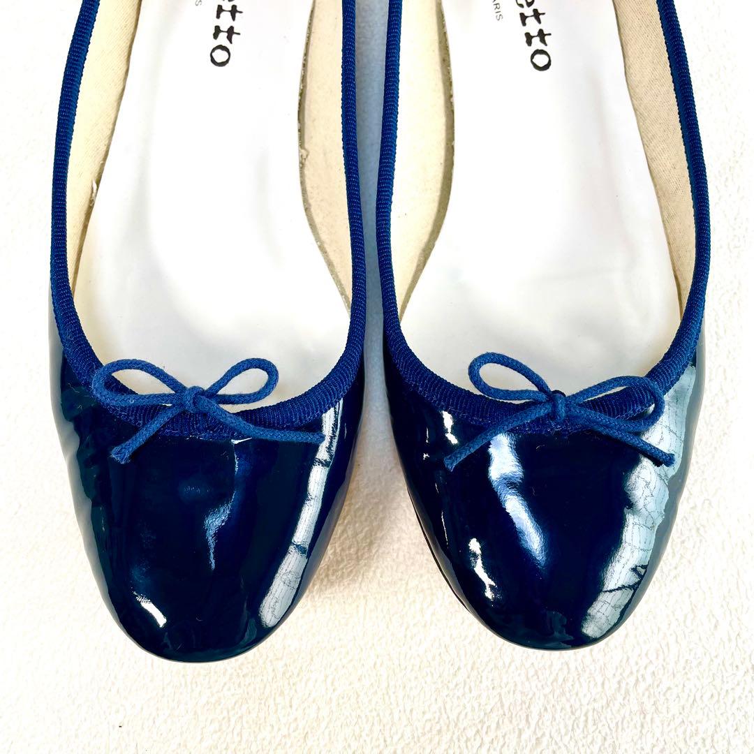 美品✨レペット フラット バレエシューズ エナメル ネイビー 40
