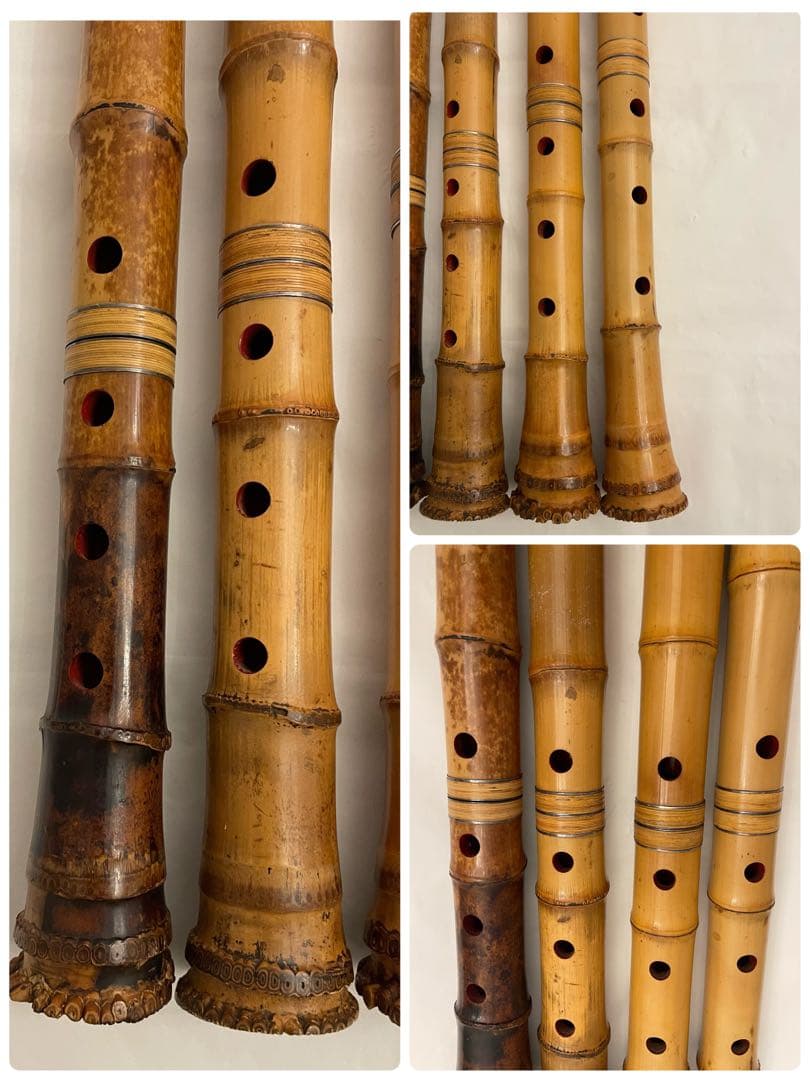 ❷超希少 尺八 昌山4本 銘なし1本 5本まとめ売り ケース付き 和楽器
