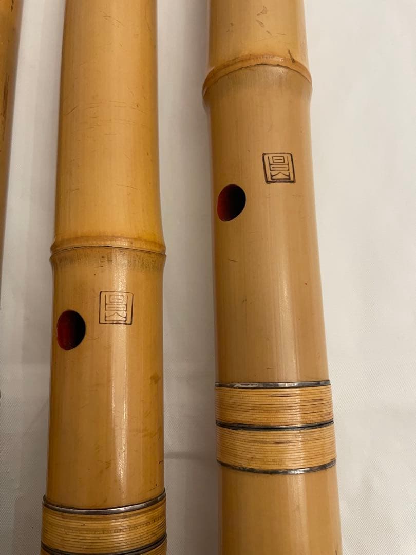 ❷超希少 尺八 昌山4本 銘なし1本 5本まとめ売り ケース付き 和楽器