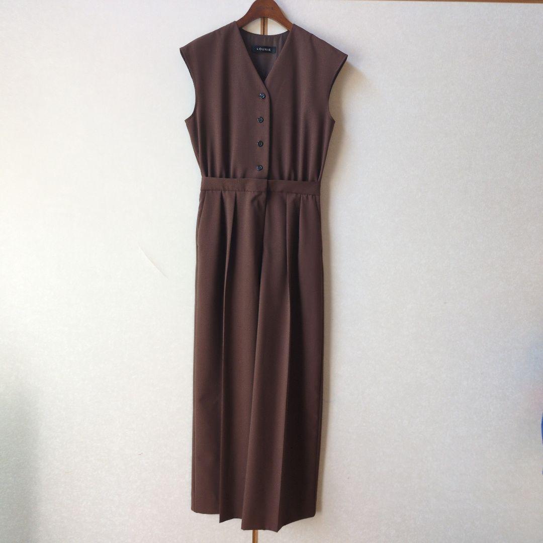 極美品　ルーニィ♥麻調コンビネゾン　ブラウン　38　ホームクリーニング可能