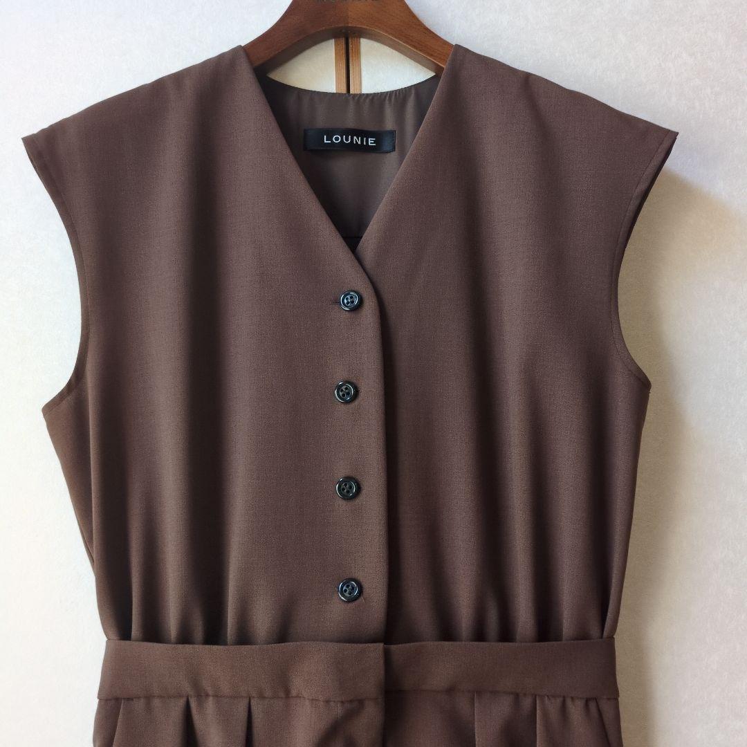 極美品　ルーニィ♥麻調コンビネゾン　ブラウン　38　ホームクリーニング可能