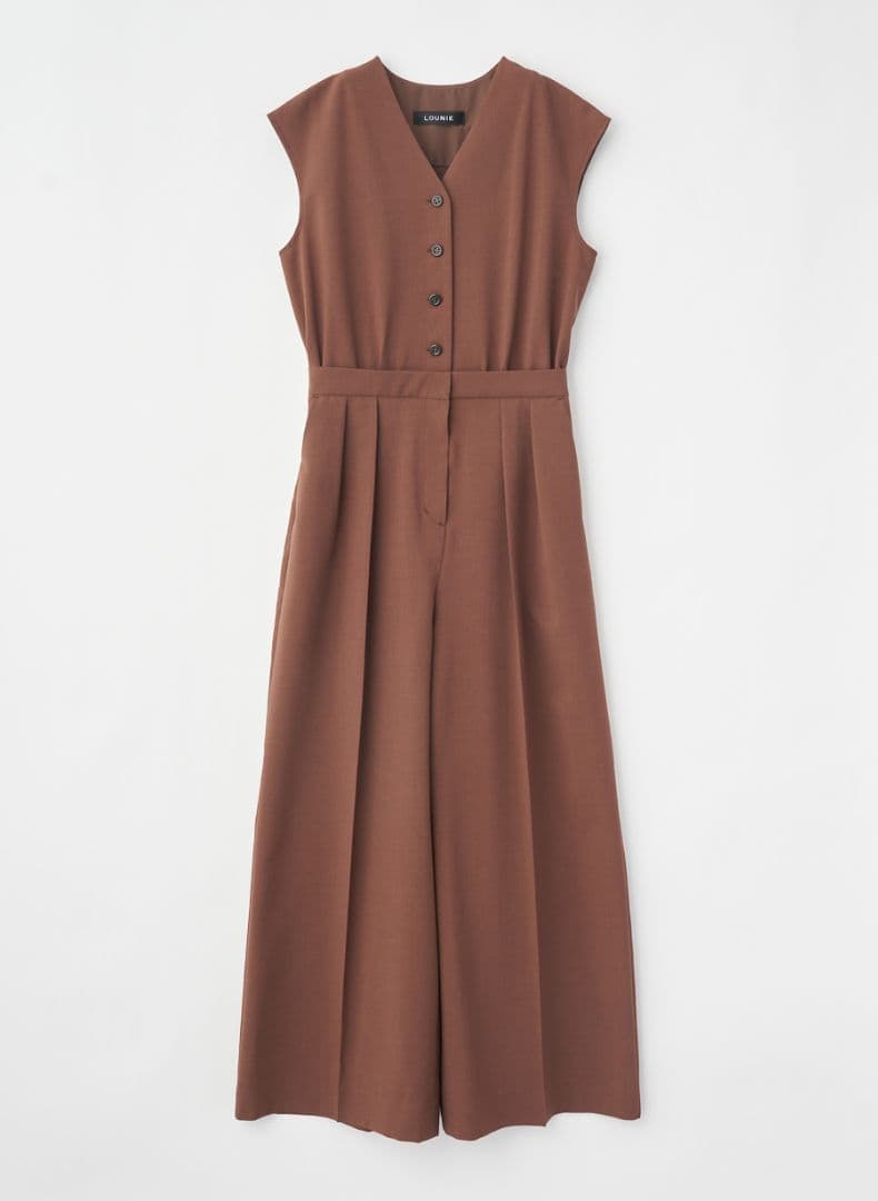 極美品　ルーニィ♥麻調コンビネゾン　ブラウン　38　ホームクリーニング可能