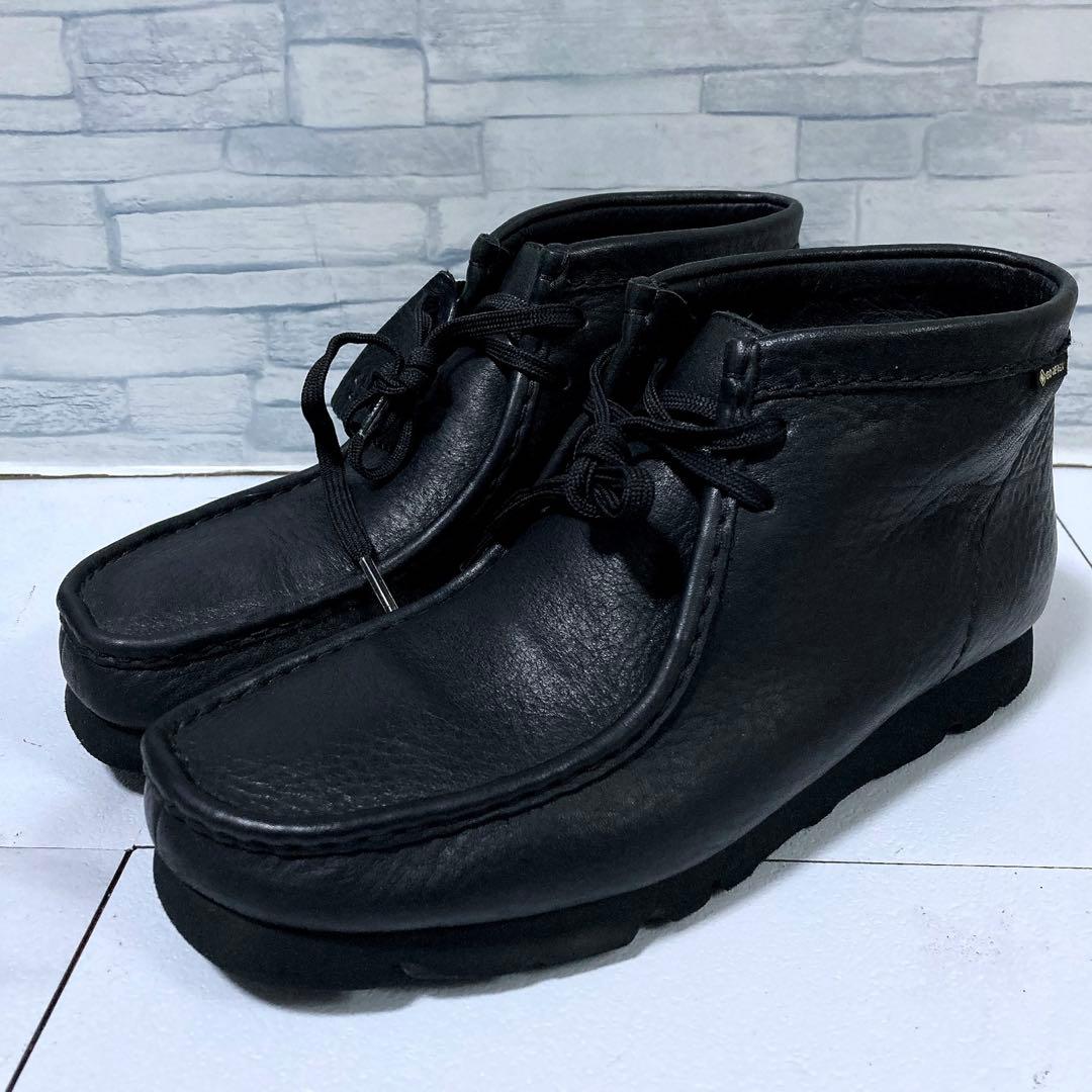 美品 クラークス ワラビーブーツ ゴアテックス 26 ビブラム 黒 シボレザー