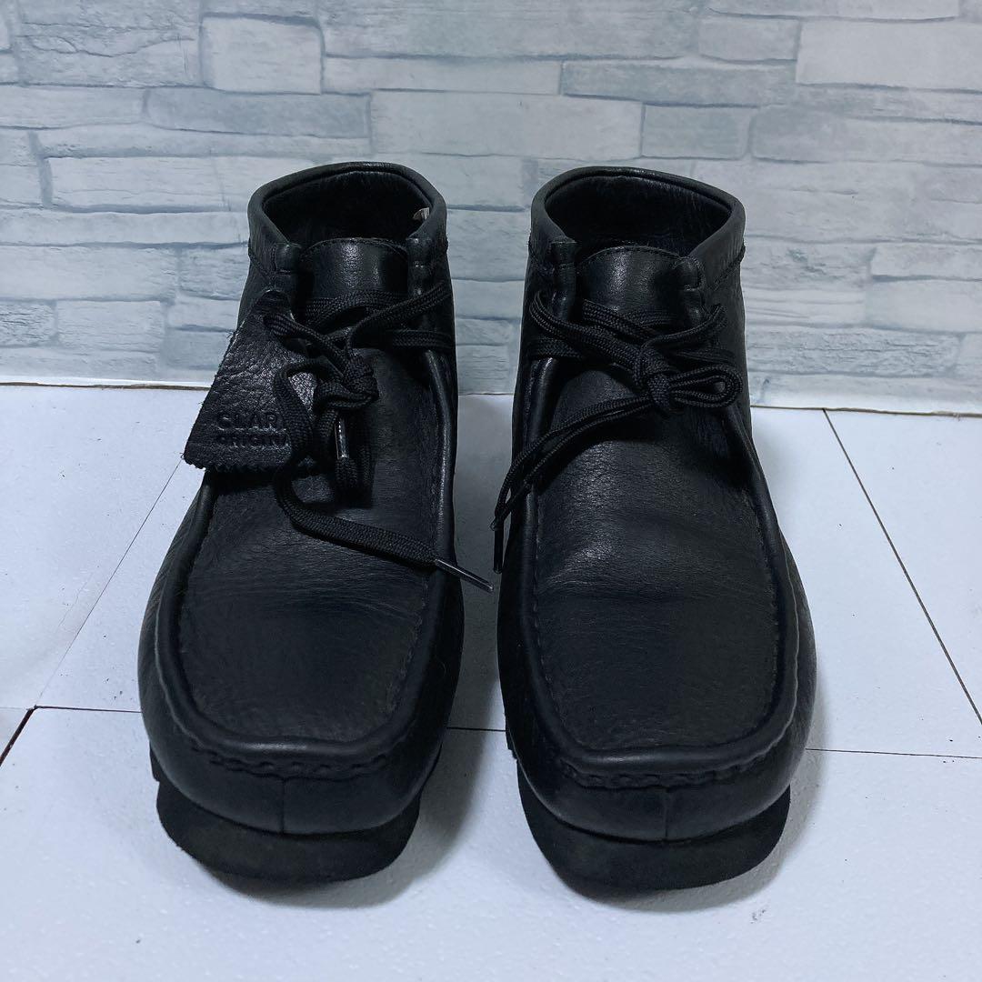 美品 クラークス ワラビーブーツ ゴアテックス 26 ビブラム 黒 シボレザー