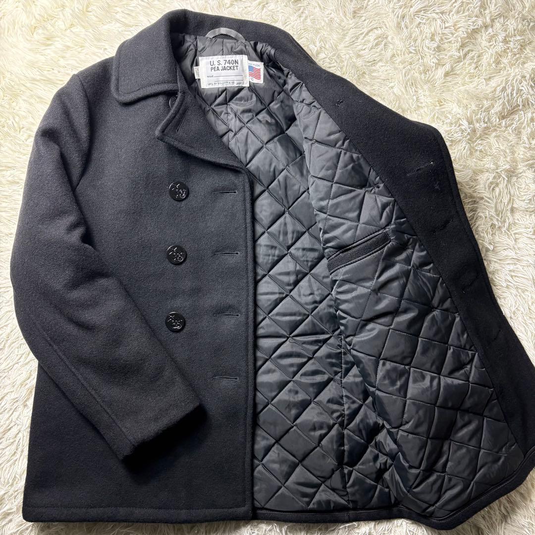 40サイズ　schott ピーコート　740 キルティング　USA製　ネイビー