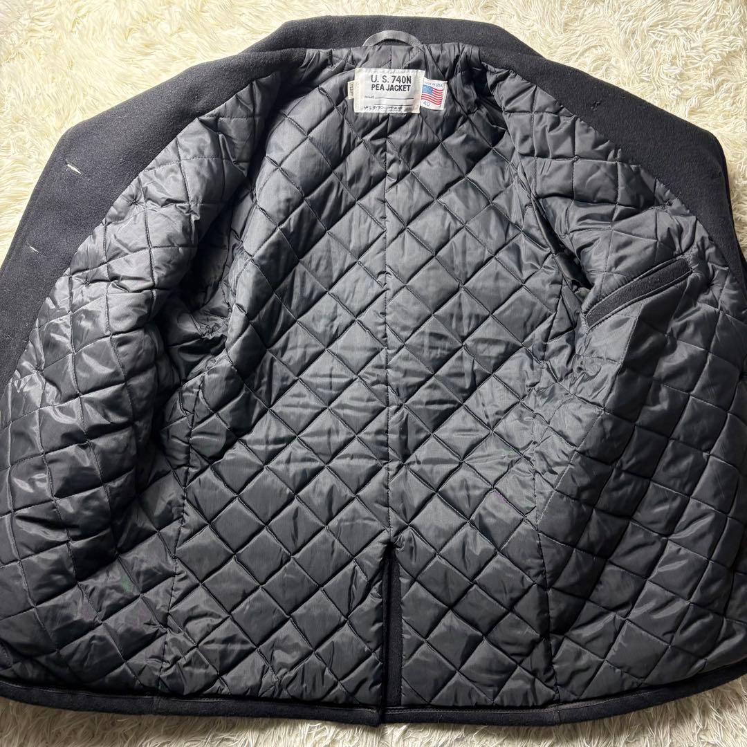 40サイズ　schott ピーコート　740 キルティング　USA製　ネイビー