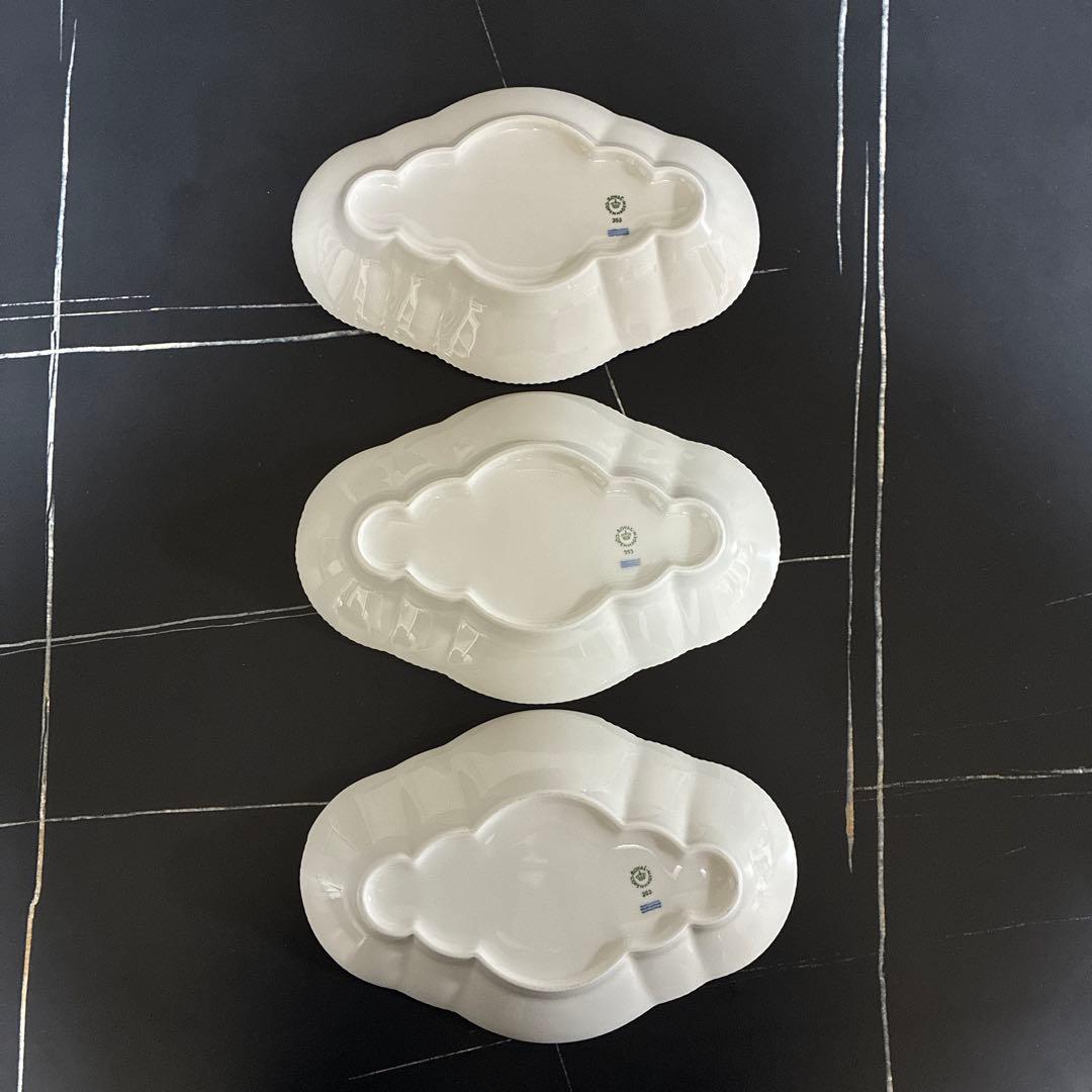 ロイヤルコペンハーゲン ホワイトエレメンツ　オーバルディッシュ　23㎝　3枚