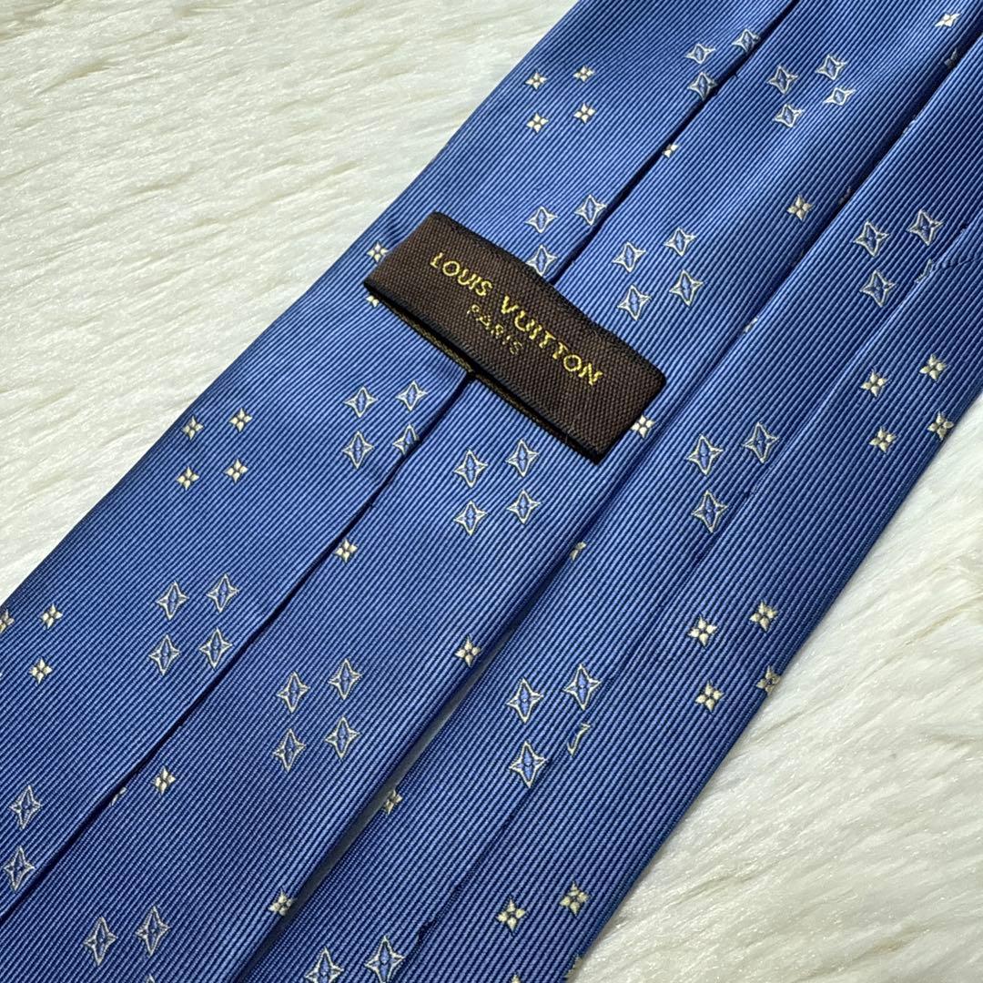 【美品】LOUIS VUITTON ネクタイ　高級シルク　ブルー