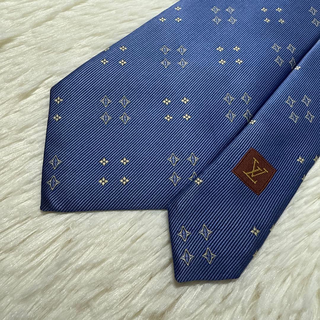【美品】LOUIS VUITTON ネクタイ　高級シルク　ブルー