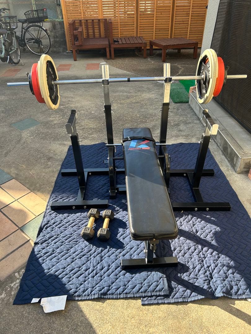 トレーニングベンチ バーベル ダンベル付き