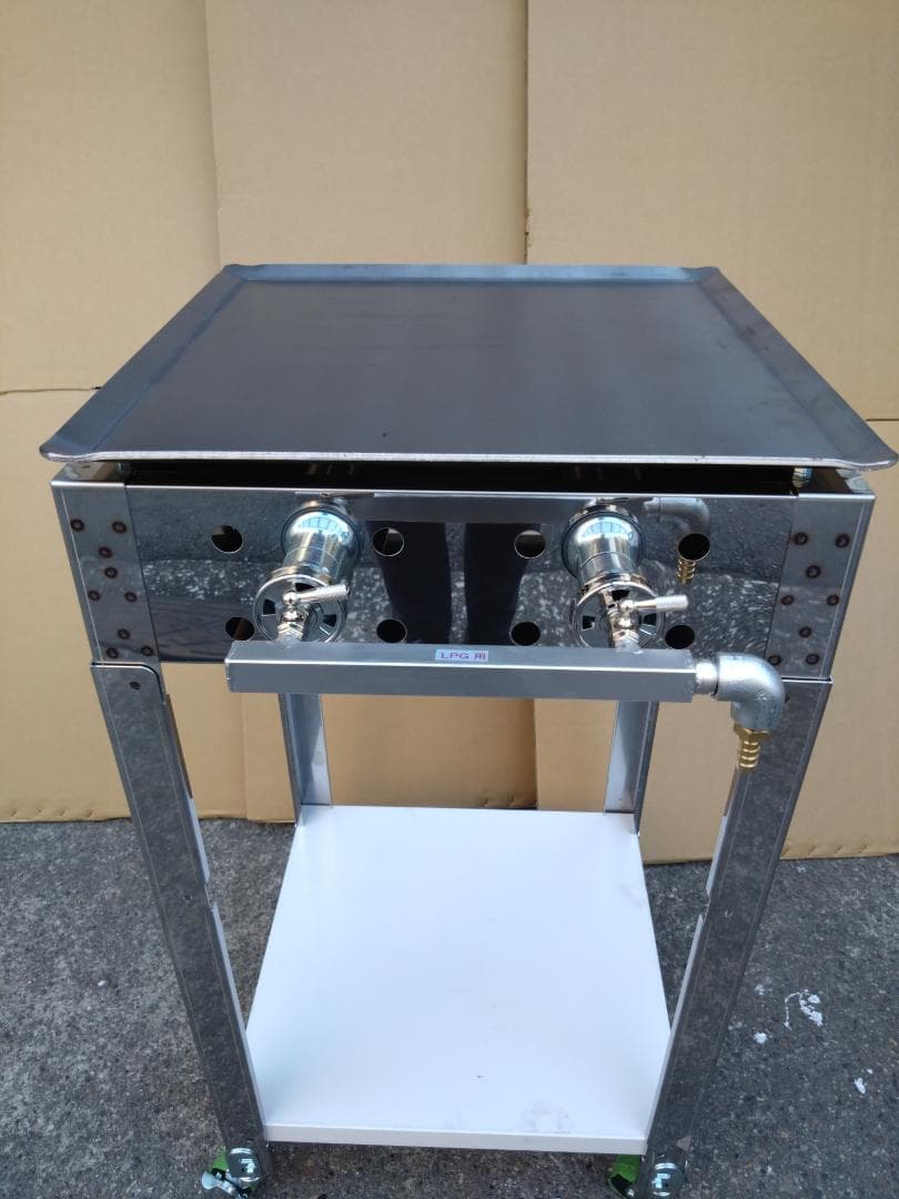 幅450　移動試食デモ販売　専用台付　鉄板焼ガスグリラー　模擬店　道の駅