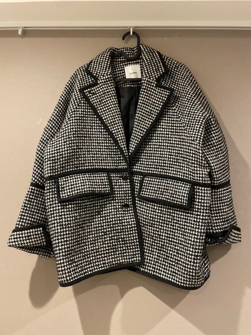 CLANE オーバーサイズ チェスターコート 白黒チェック