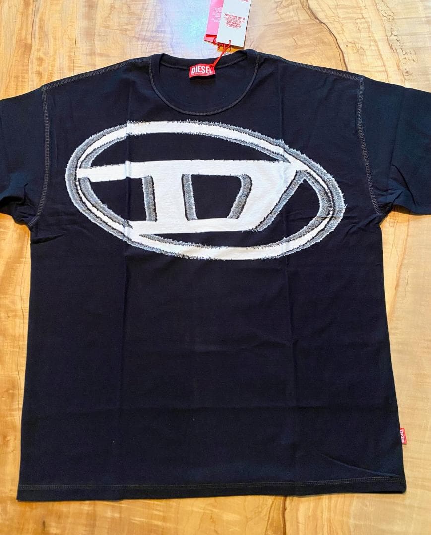 25SS【新品】DIESELディーゼル ロゴＴシャツ 半袖 ブラックＬ