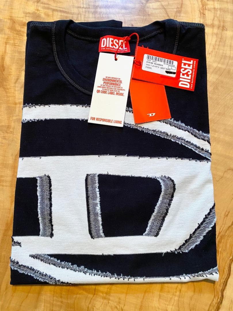 25SS【新品】DIESELディーゼル ロゴＴシャツ 半袖 ブラックＬ