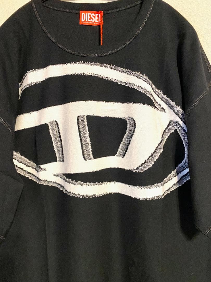 25SS【新品】DIESELディーゼル ロゴＴシャツ 半袖 ブラックＬ