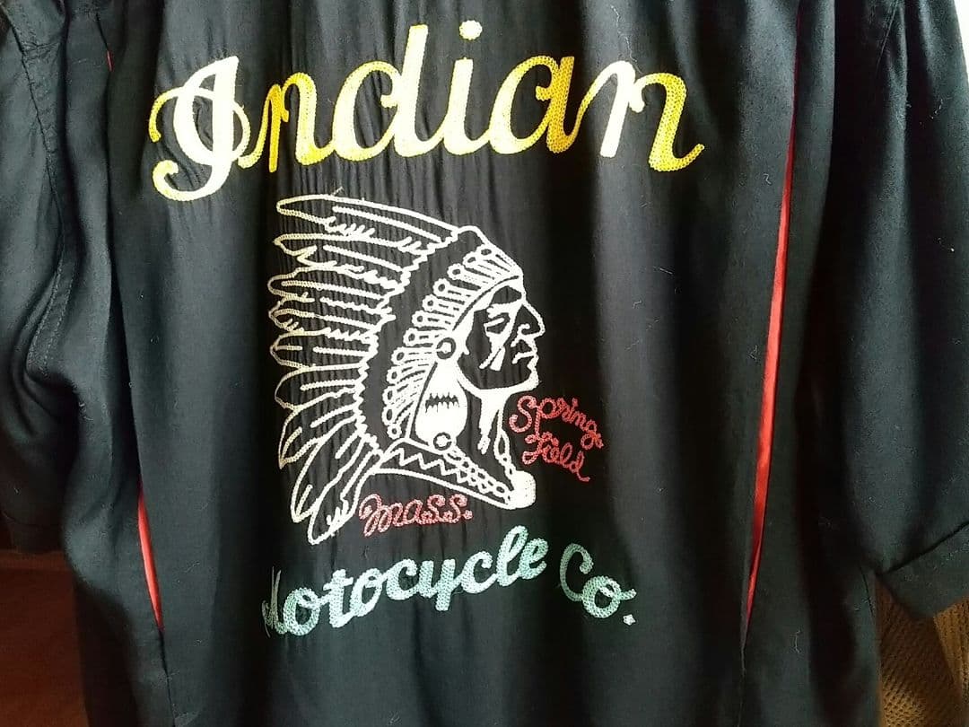 Indian Motorcycle 刺繍ボウリングシャツ