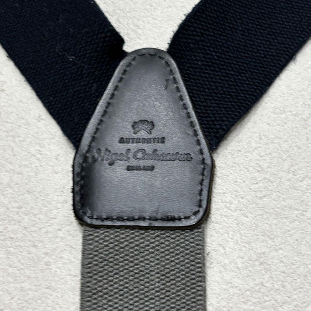NIGEL CABOURN サスペンダー ネイビー ナイジェルケーボン レザー