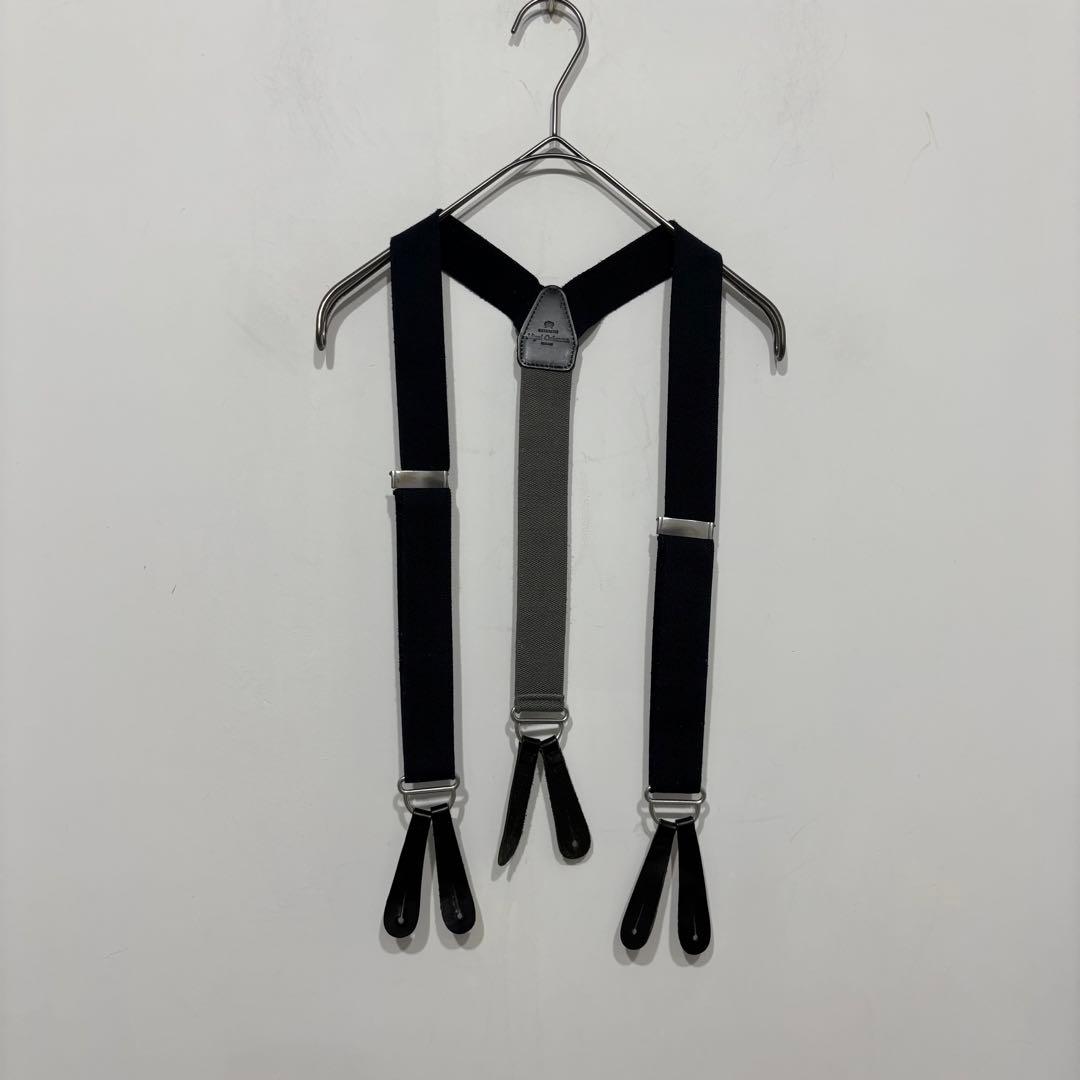 NIGEL CABOURN サスペンダー ネイビー ナイジェルケーボン レザー